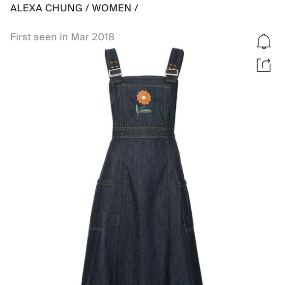 Alexa Chung Flower-Embroidered Denim Midi Dress - Picture 3 of 5